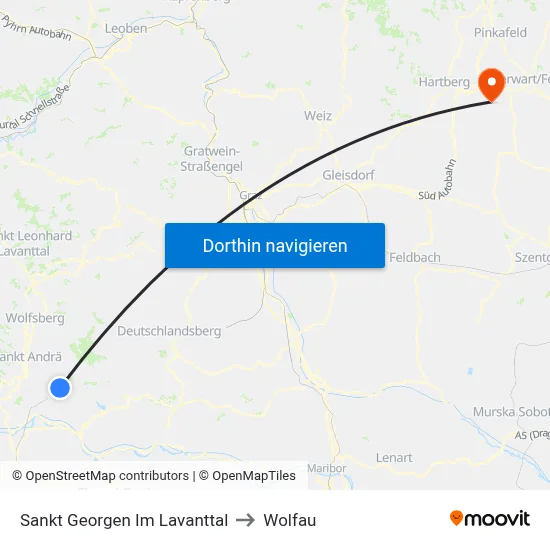 Sankt Georgen Im Lavanttal to Wolfau map