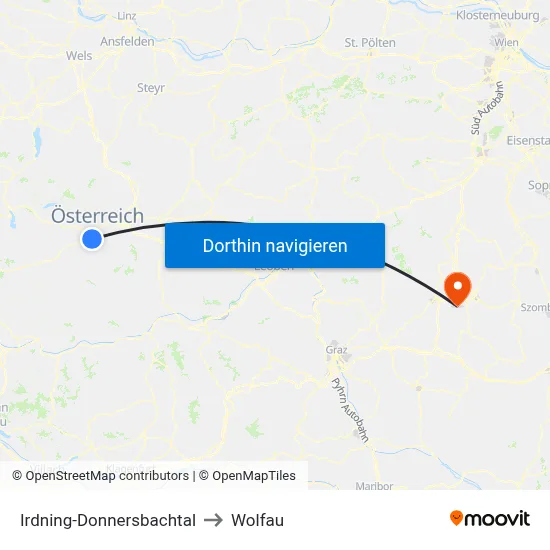 Irdning-Donnersbachtal to Wolfau map