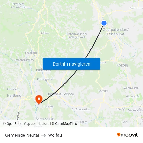 Gemeinde Neutal to Wolfau map