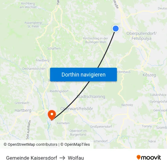 Gemeinde Kaisersdorf to Wolfau map