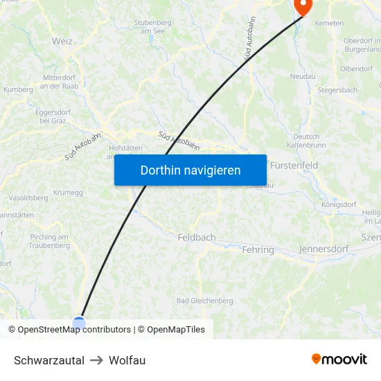 Schwarzautal to Wolfau map