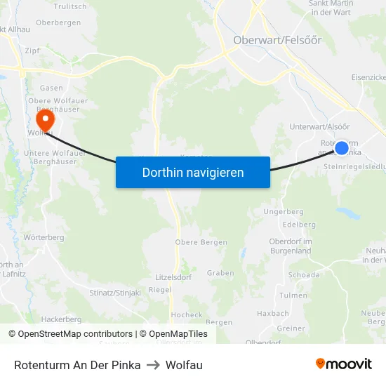 Rotenturm An Der Pinka to Wolfau map