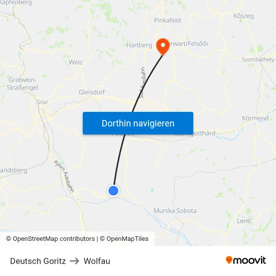 Deutsch Goritz to Wolfau map
