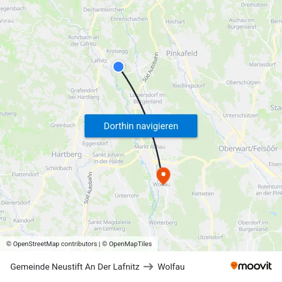 Gemeinde Neustift An Der Lafnitz to Wolfau map