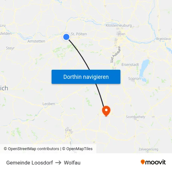 Gemeinde Loosdorf to Wolfau map
