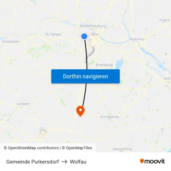 Gemeinde Purkersdorf to Wolfau map