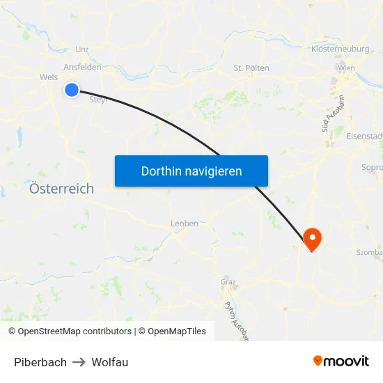 Piberbach to Wolfau map