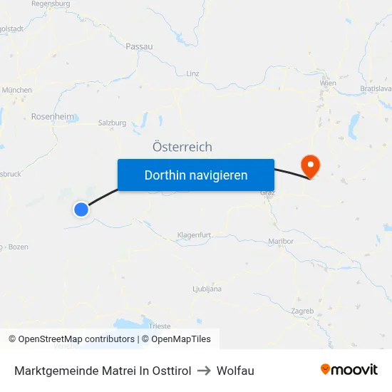 Marktgemeinde Matrei In Osttirol to Wolfau map