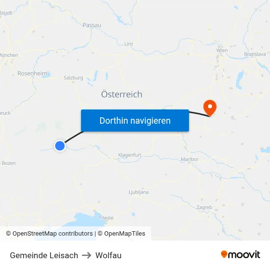 Gemeinde Leisach to Wolfau map