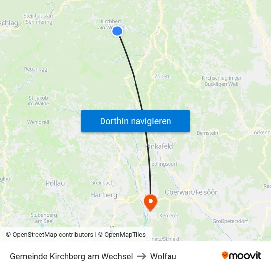 Gemeinde Kirchberg am Wechsel to Wolfau map