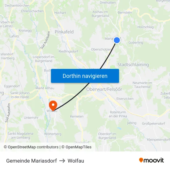 Gemeinde Mariasdorf to Wolfau map