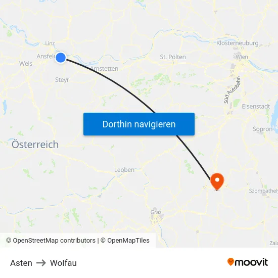 Asten to Wolfau map