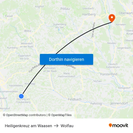 Heiligenkreuz am Waasen to Wolfau map