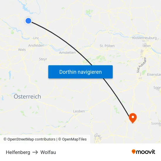 Helfenberg to Wolfau map