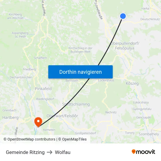 Gemeinde Ritzing to Wolfau map