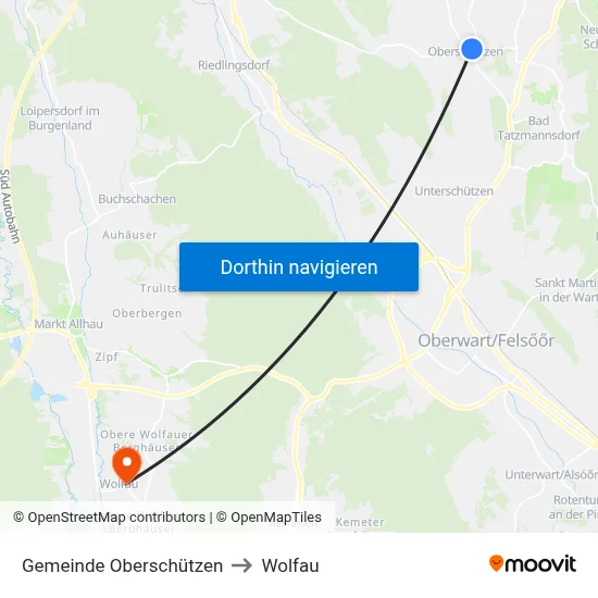 Gemeinde Oberschützen to Wolfau map