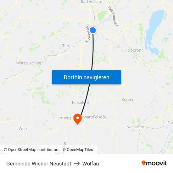 Gemeinde Wiener Neustadt to Wolfau map
