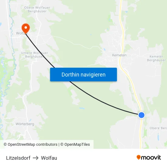 Litzelsdorf to Wolfau map