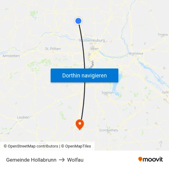 Gemeinde Hollabrunn to Wolfau map