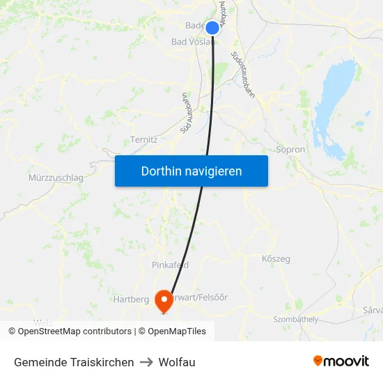Gemeinde Traiskirchen to Wolfau map