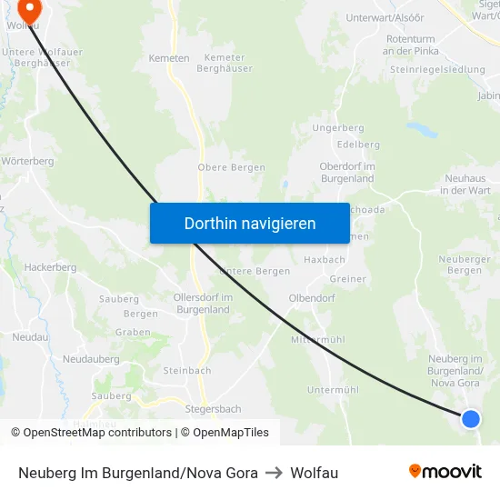 Neuberg Im Burgenland/Nova Gora to Wolfau map