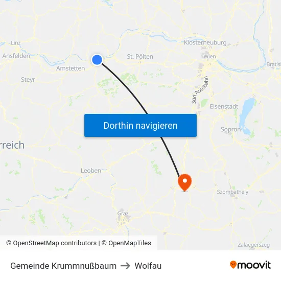 Gemeinde Krummnußbaum to Wolfau map