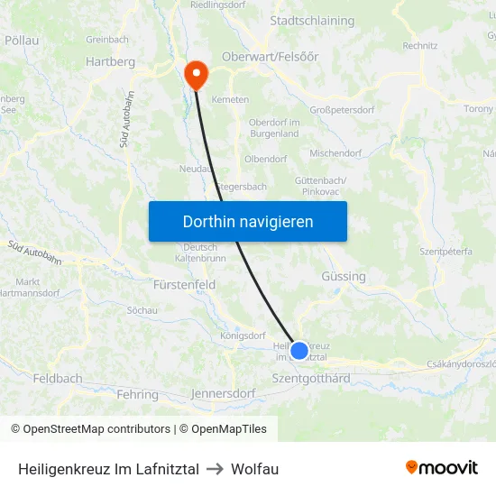 Heiligenkreuz Im Lafnitztal to Wolfau map