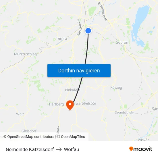 Gemeinde Katzelsdorf to Wolfau map