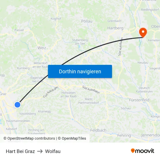Hart Bei Graz to Wolfau map
