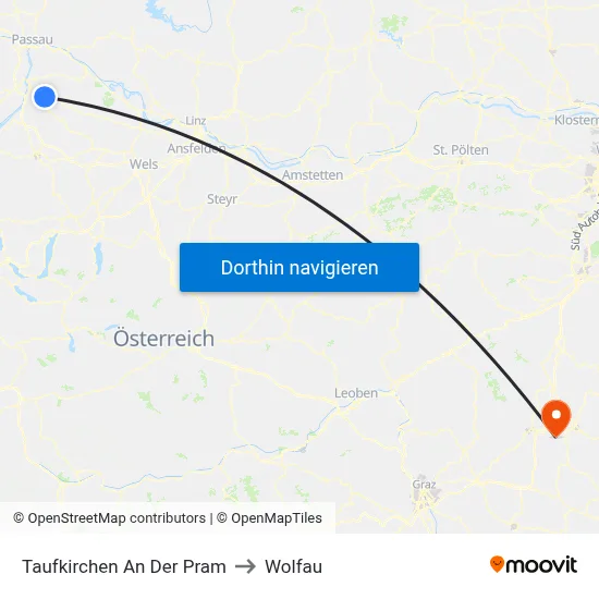 Taufkirchen An Der Pram to Wolfau map