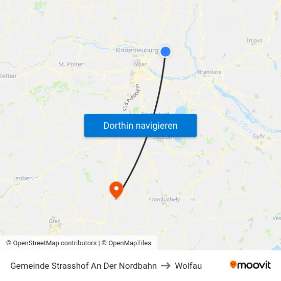 Gemeinde Strasshof An Der Nordbahn to Wolfau map