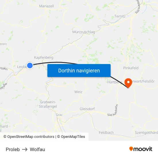 Proleb to Wolfau map