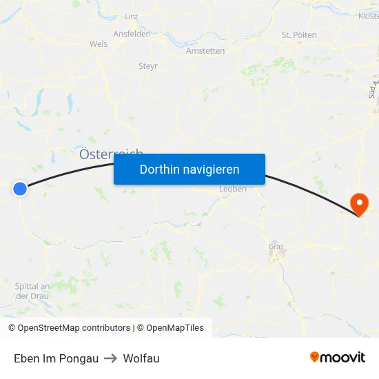 Eben Im Pongau to Wolfau map