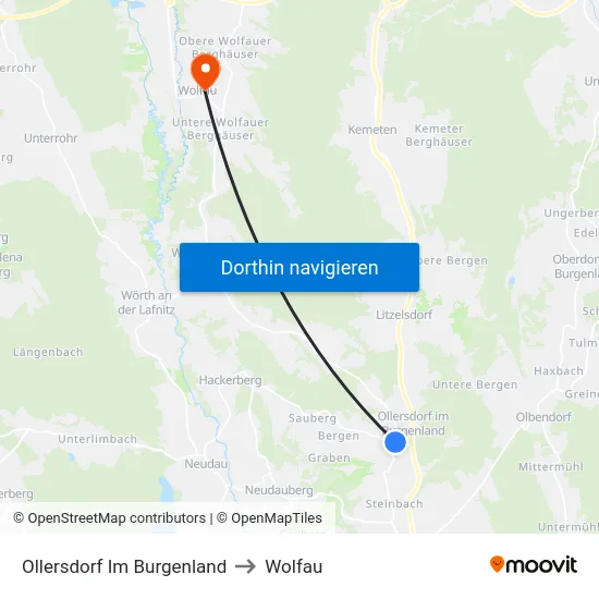 Ollersdorf Im Burgenland to Wolfau map