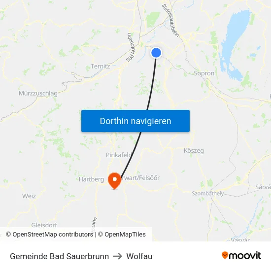 Gemeinde Bad Sauerbrunn to Wolfau map