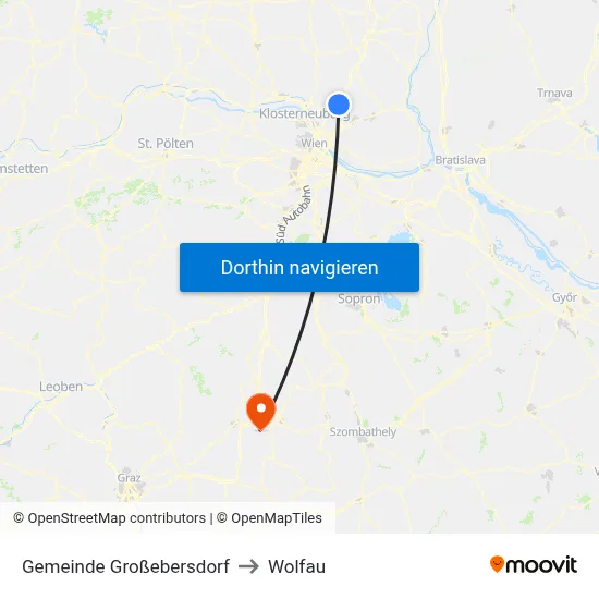 Gemeinde Großebersdorf to Wolfau map