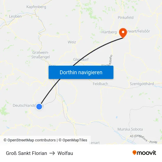 Groß Sankt Florian to Wolfau map