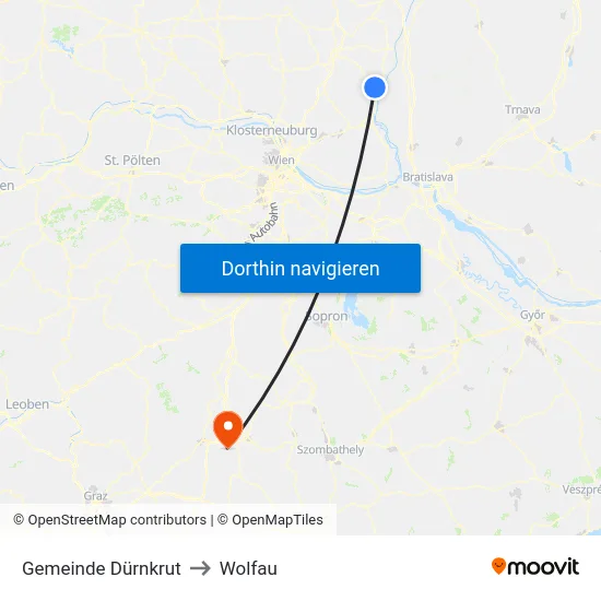 Gemeinde Dürnkrut to Wolfau map