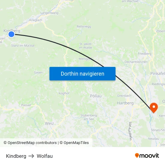Kindberg to Wolfau map