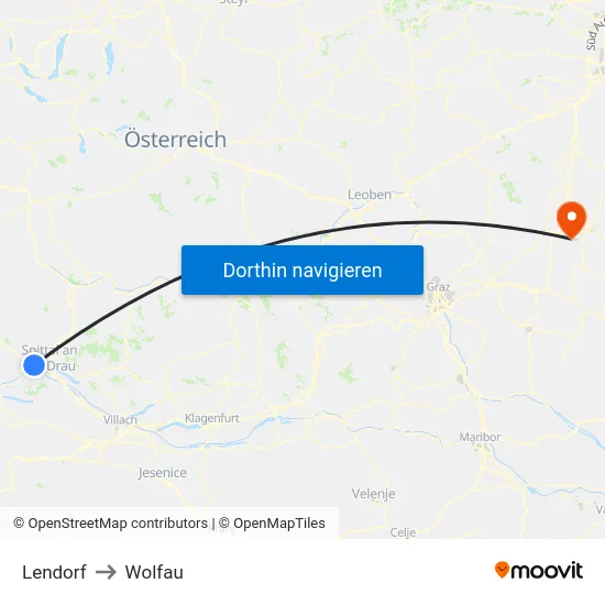 Lendorf to Wolfau map