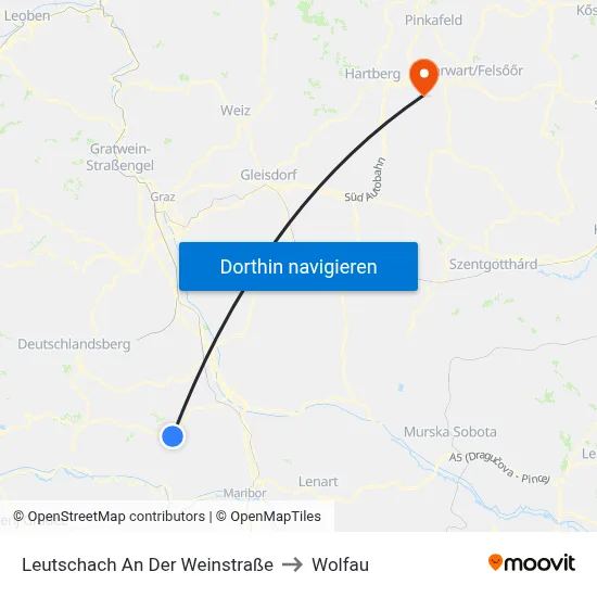 Leutschach An Der Weinstraße to Wolfau map