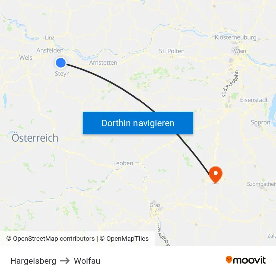 Hargelsberg to Wolfau map