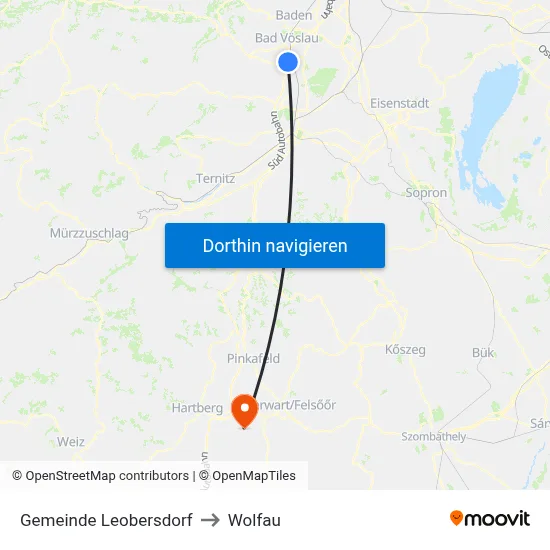 Gemeinde Leobersdorf to Wolfau map