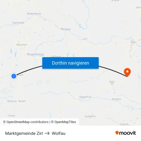 Marktgemeinde Zirl to Wolfau map