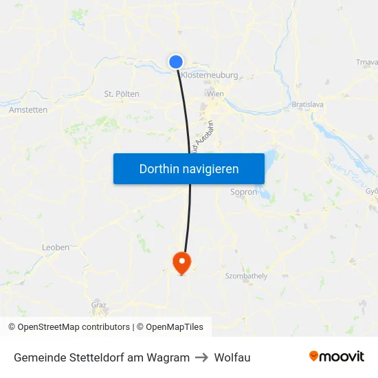 Gemeinde Stetteldorf am Wagram to Wolfau map