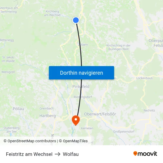 Feistritz am Wechsel to Wolfau map
