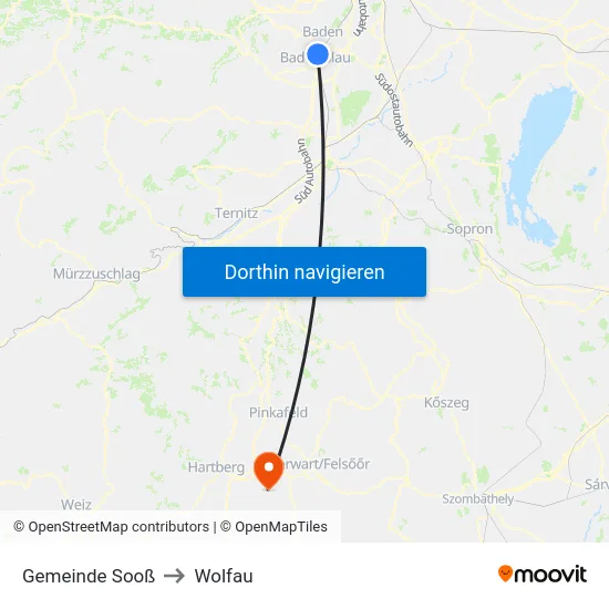 Gemeinde Sooß to Wolfau map