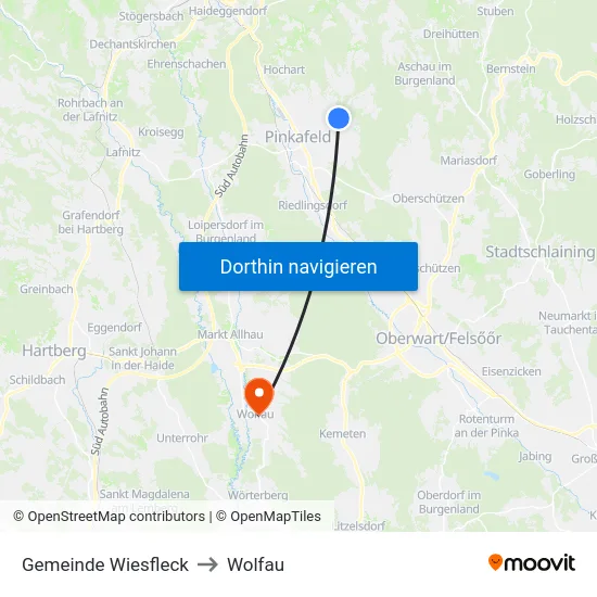 Gemeinde Wiesfleck to Wolfau map