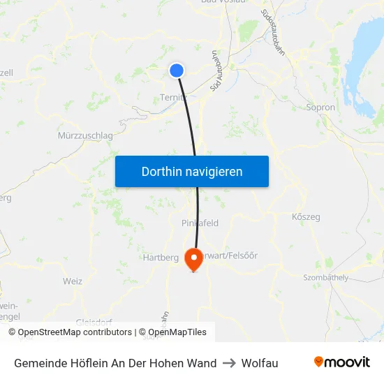 Gemeinde Höflein An Der Hohen Wand to Wolfau map