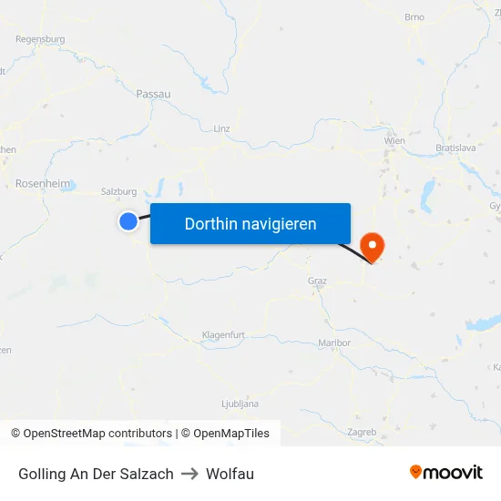 Golling An Der Salzach to Wolfau map